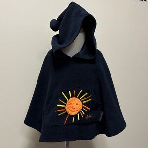 Eric Carle hooded Pom Pom fleece poncho Sun Embroidery hand pocket